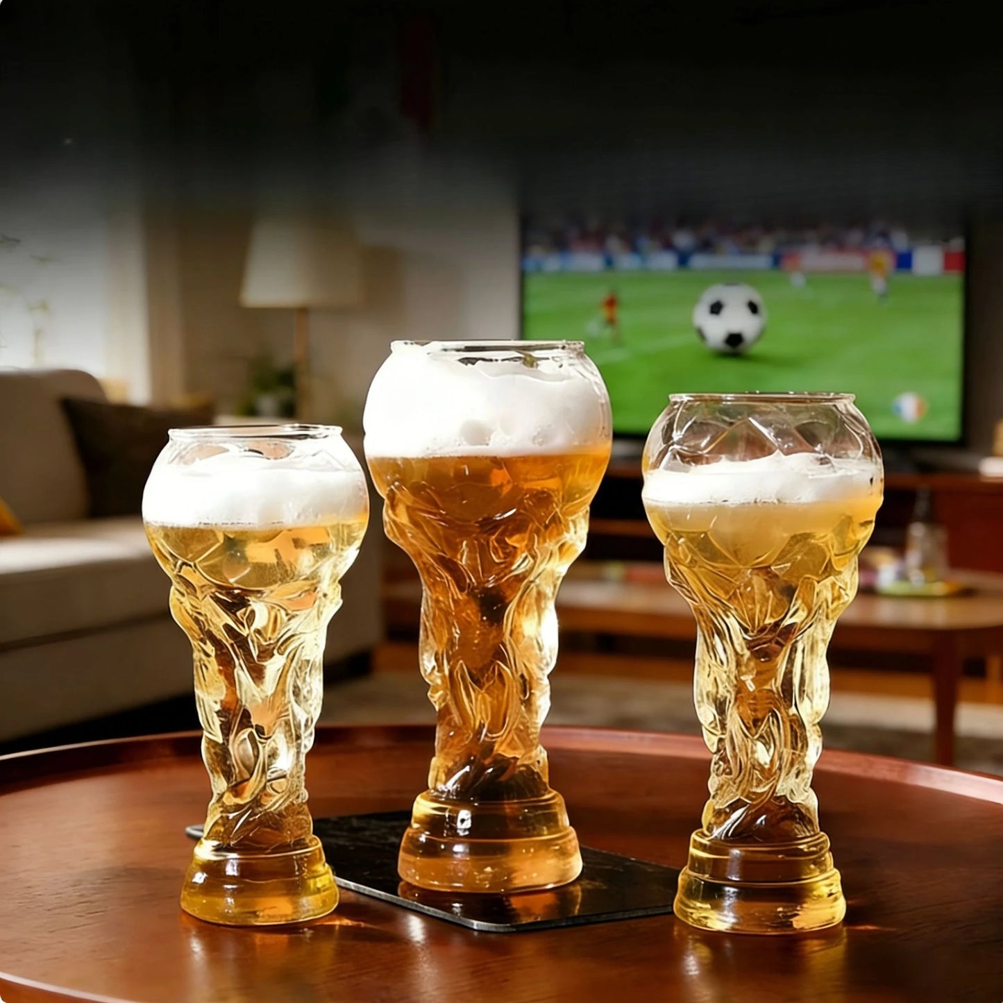 Jarra de cerveza en forma de trofeo de 600 ml – diseño futbolístico